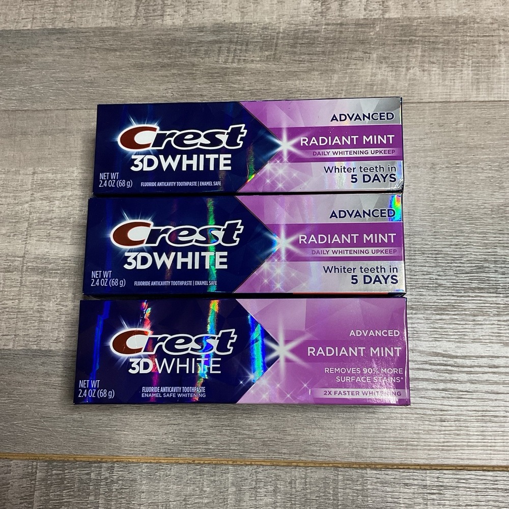 3 Crest 3D‎ White Advanced Radiant Mint 3.3 Oz Each Toothpaste 2027 Ans 2028